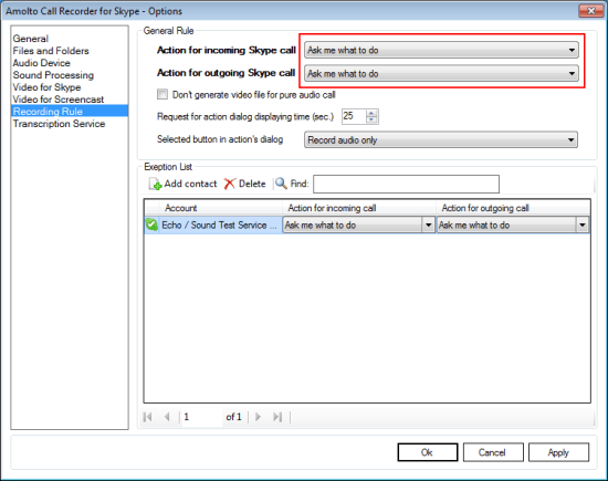 Настройка Recording Rule с режимом Ask me what to do