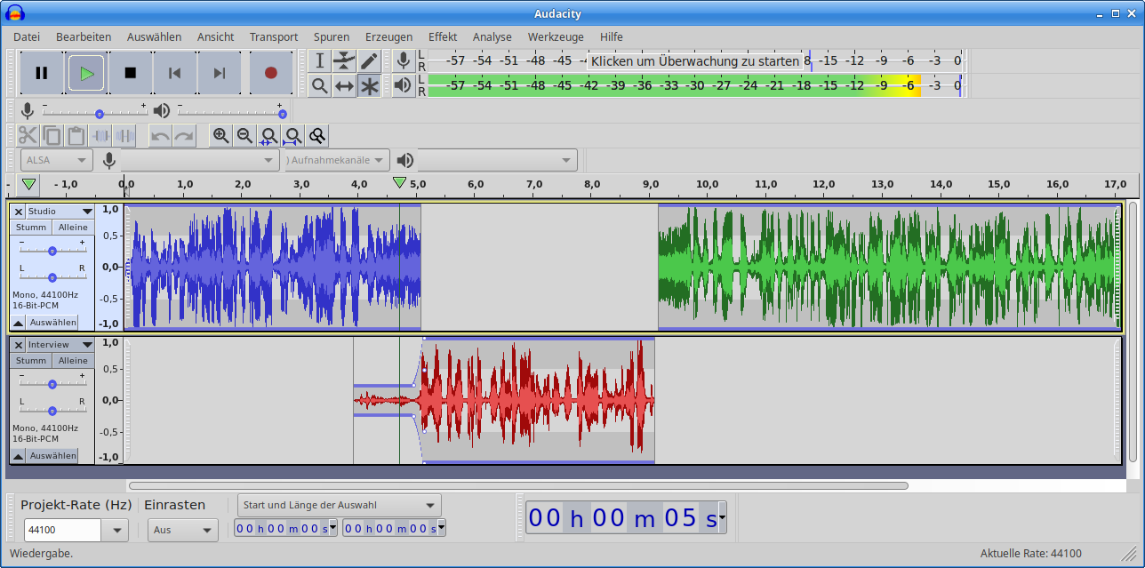 Интерфейс Audacity