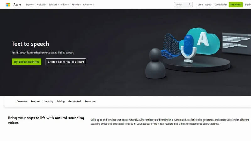 Скриншот интерфейса Microsoft Azure AI Speech