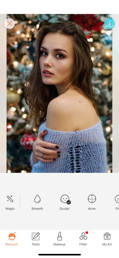 AirBrush: режим Beauty Magic в мобильном интерфейсе