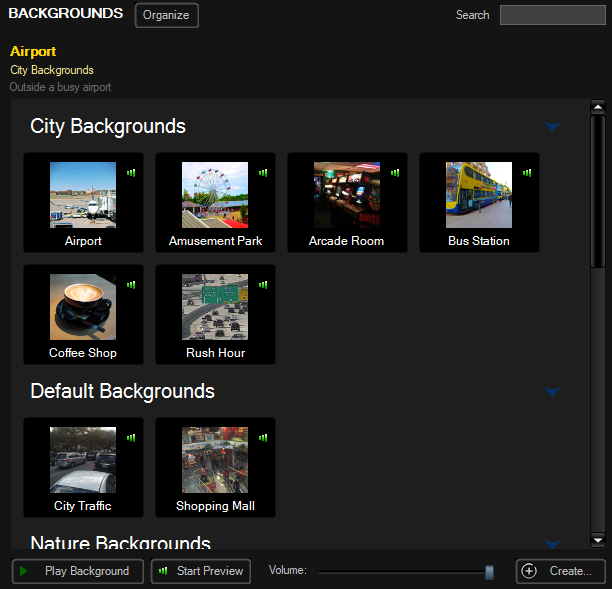 Панель Backgrounds в MorphVOX Pro