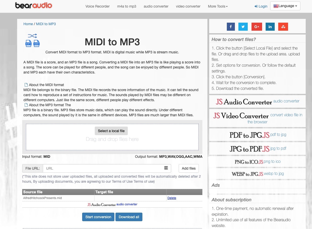 Bear Audio Tool: MIDI to MP3