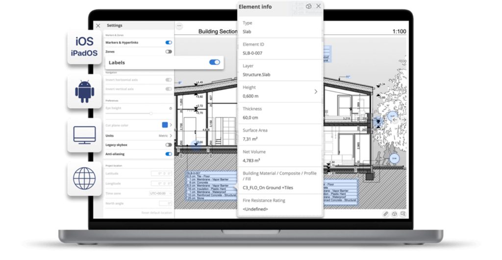 Панель Element info в BIMx