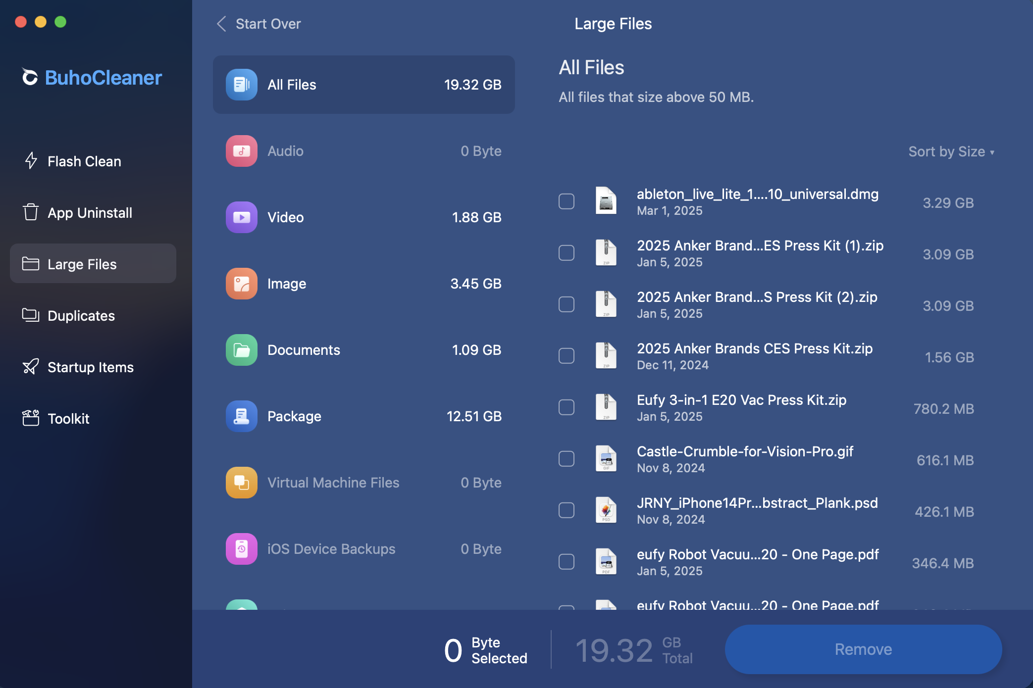 Поиск больших файлов