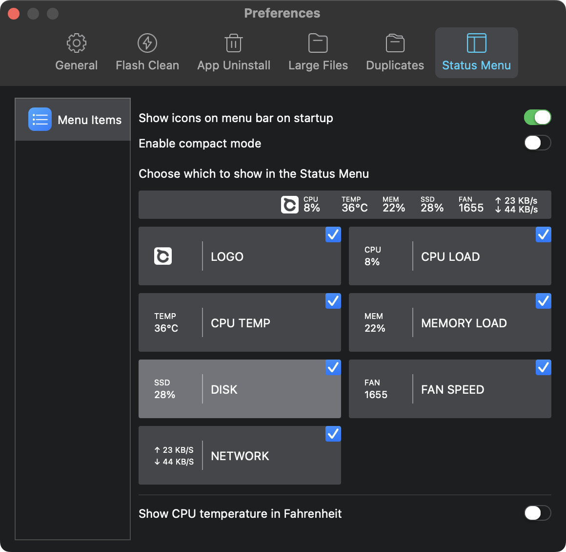 Настройки BuhoCleaner