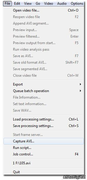 VirtualDub — окно захвата