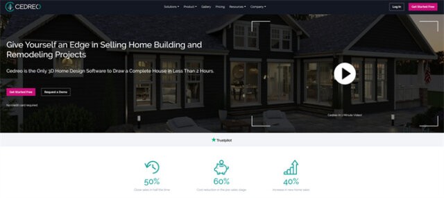 Интерфейс Cedreo с проектом частного дома