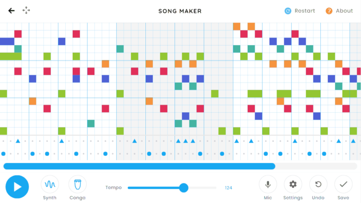 Скриншот интерфейса Chrome Music Lab Song Maker