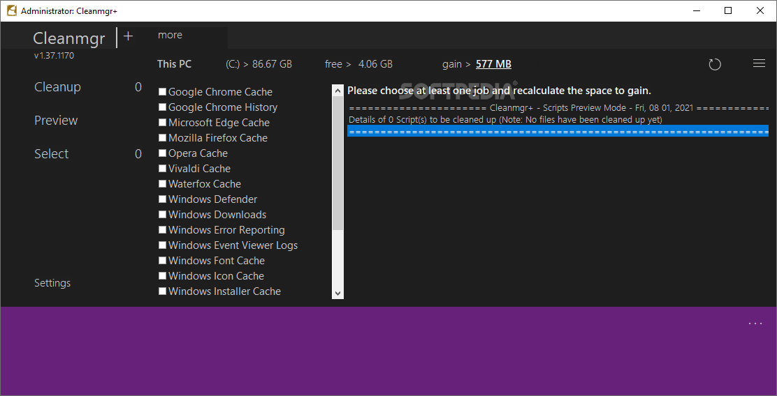 Cleanmgr+ в режиме more и Preview