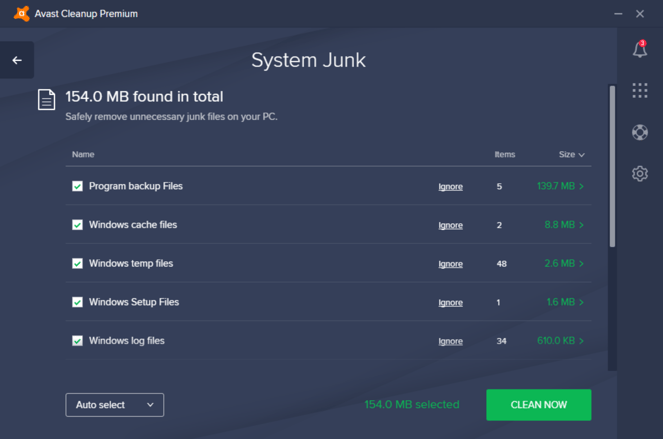 Раздел очистки системного мусора