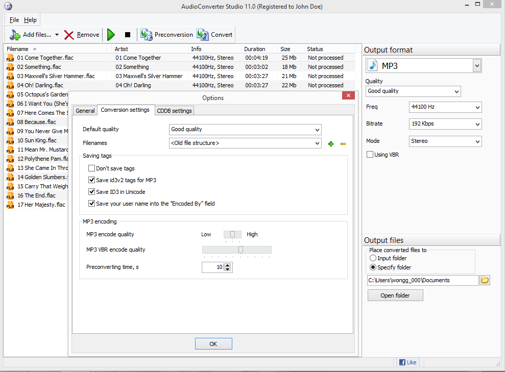 Вкладка Conversion settings в Audio Converter Studio