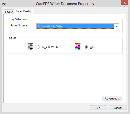 Окно CutePDF Writer Document Properties