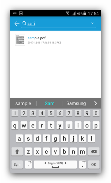 Поиск документов в Foxit Reader на Android