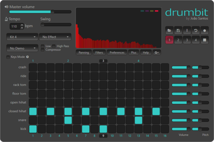 Скриншот интерфейса Drumbit