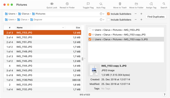 Интерфейс Duplicarius с группами дублей, правой панелью файлов и основными командами