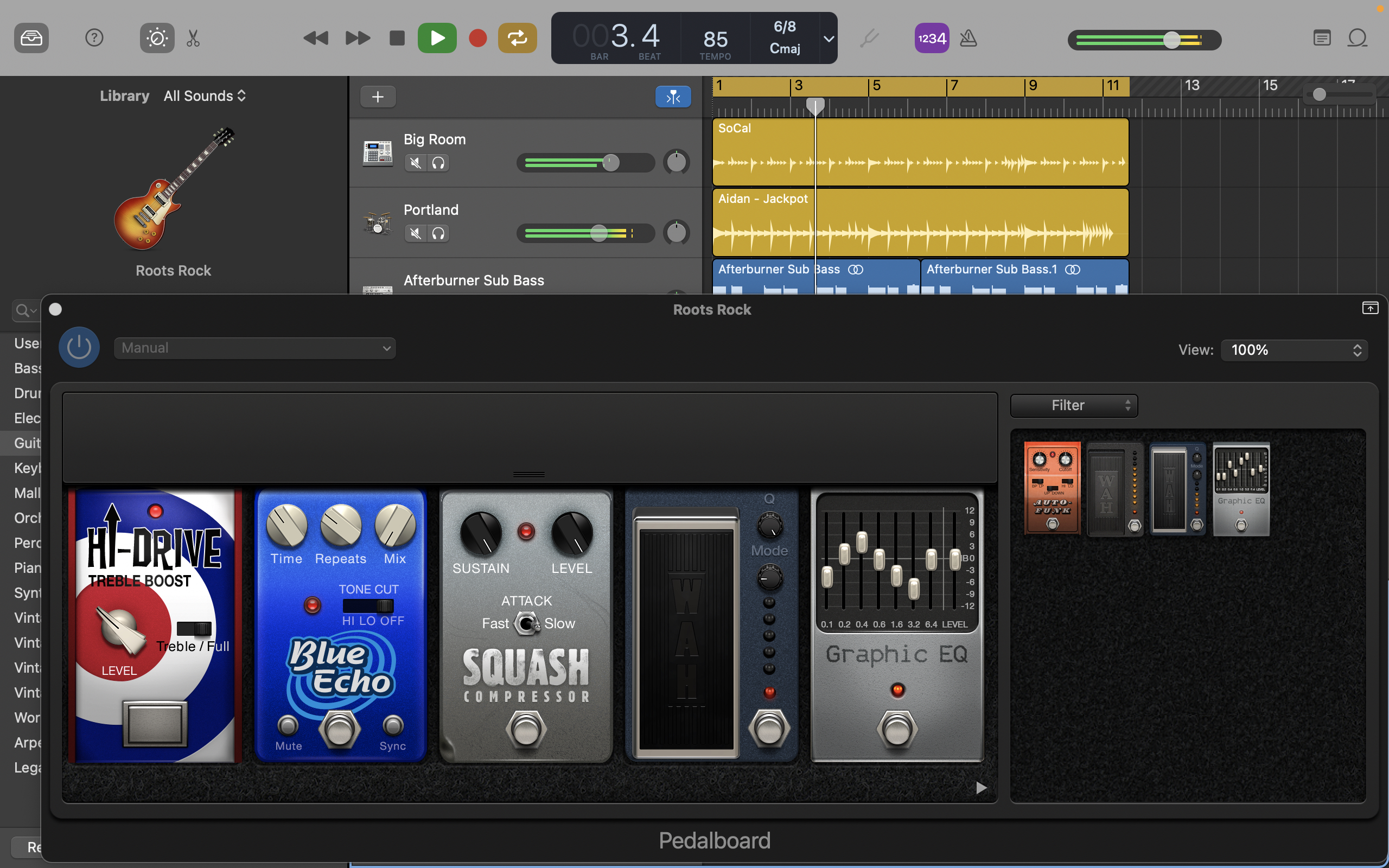 GarageBand — интерфейс музыкальной студии