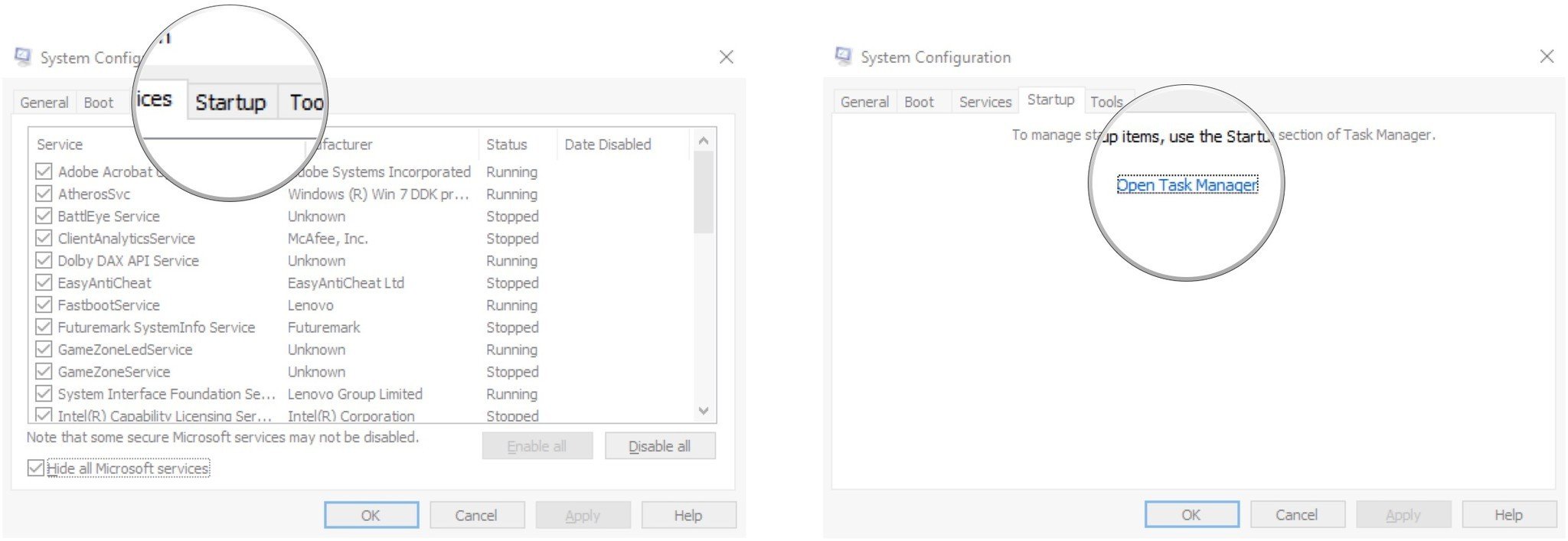Переход к автозагрузке через Диспетчер задач