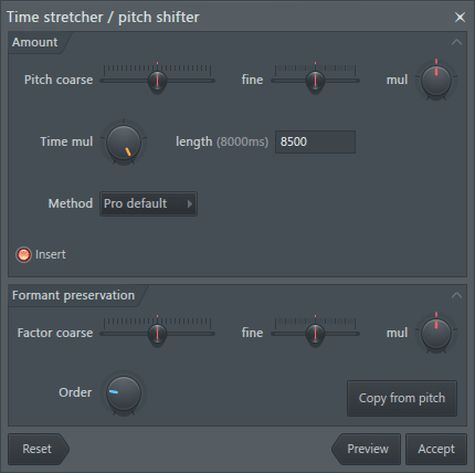 Инструмент Time Stretch Pitch Shift в FL Studio