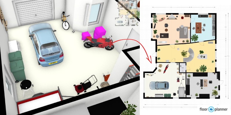 3D-проект гаража в Floorplanner