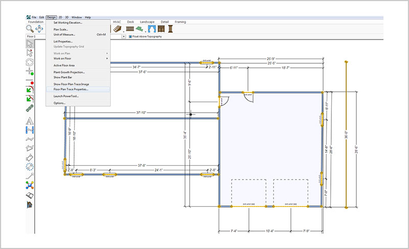 Floor Plan Trace в Punch Home Design: подложка и трассировка поверх неё