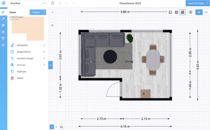 Интерфейс Floorplanner