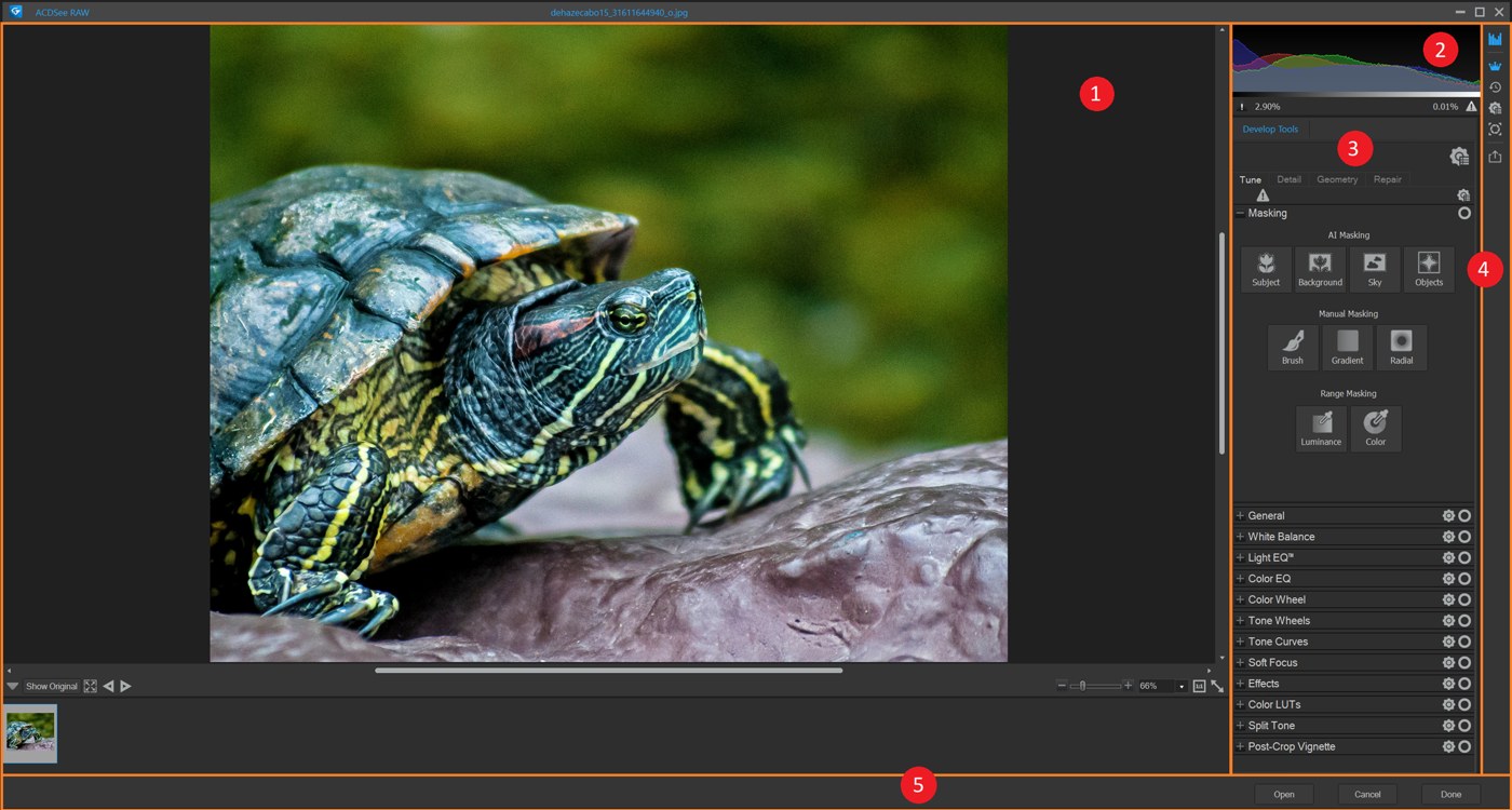 Окно ACDSee RAW в Gemstone Photo Editor 16
