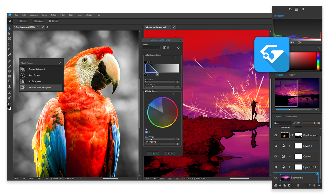 Выделение и панели ACDSee Gemstone Photo Editor