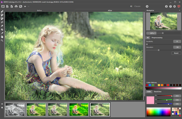Результат автоматического раскрашивания фотографии в AKVIS Coloriage