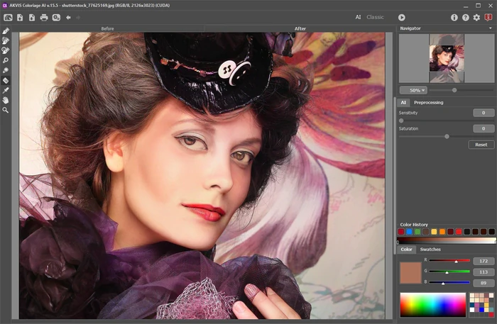 Вкладка результата после раскрашивания в AKVIS Coloriage