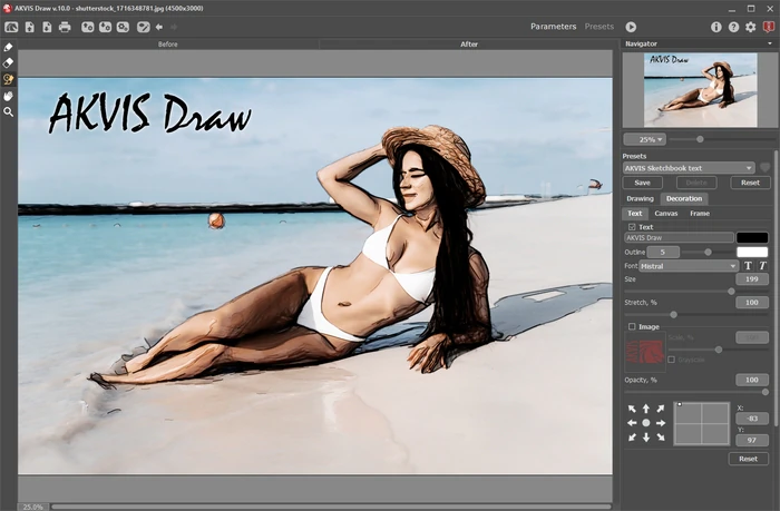 Добавление текста в AKVIS Draw