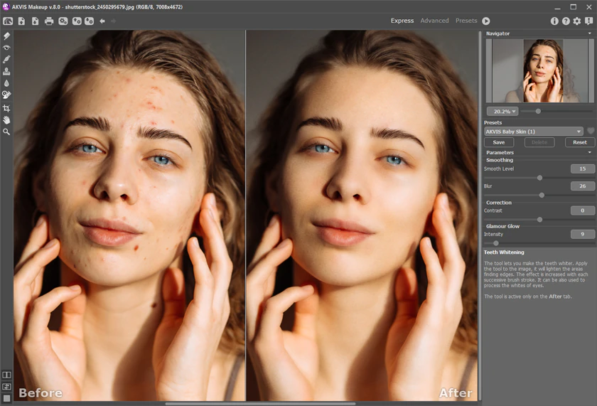 Рабочее пространство Express в AKVIS MakeUp