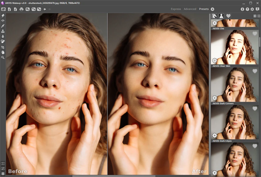 Полноэкранная галерея пресетов AKVIS MakeUp