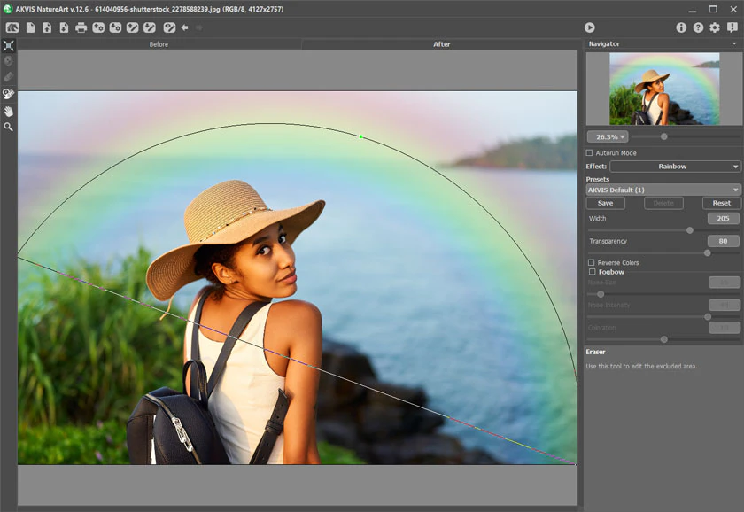 Эффект Rainbow в AKVIS NatureArt с изменённой формой дуги