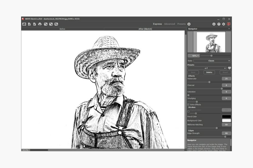 AKVIS Sketch: рабочее пространство Express
