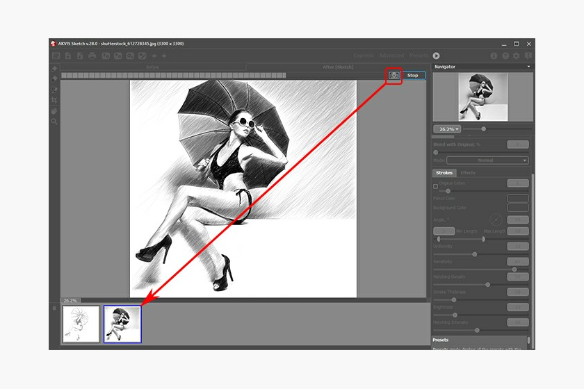 AKVIS Sketch: направляющая Stroke Direction