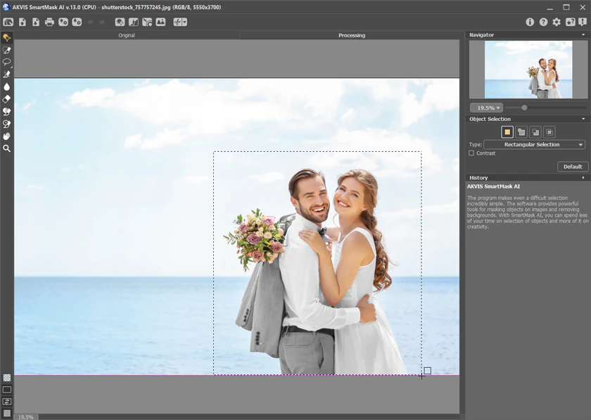 Object Selection в AKVIS SmartMask перед расчётом границы