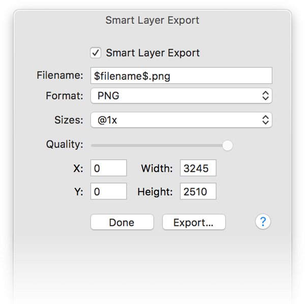 Параметры Smart Layer Export в Acorn
