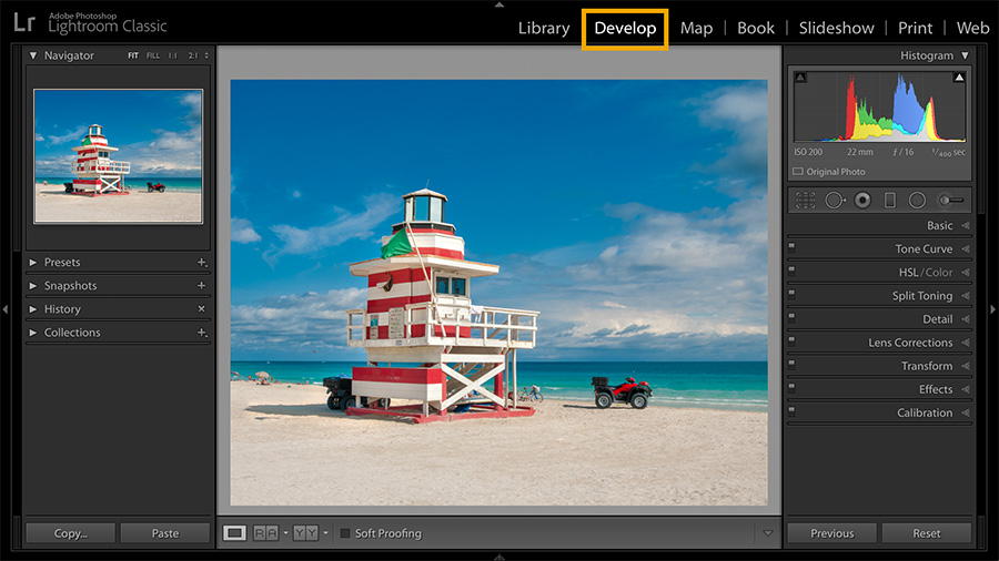 Панель Presets в модуле Develop