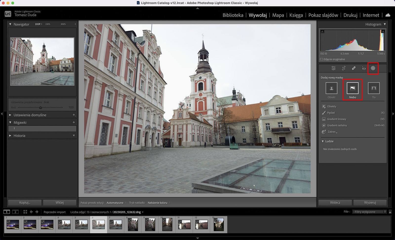 Выбор маски неба в Adobe Lightroom Classic