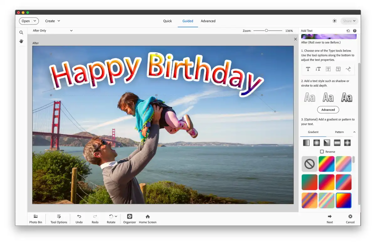 Пошаговое добавление текста в Photoshop Elements