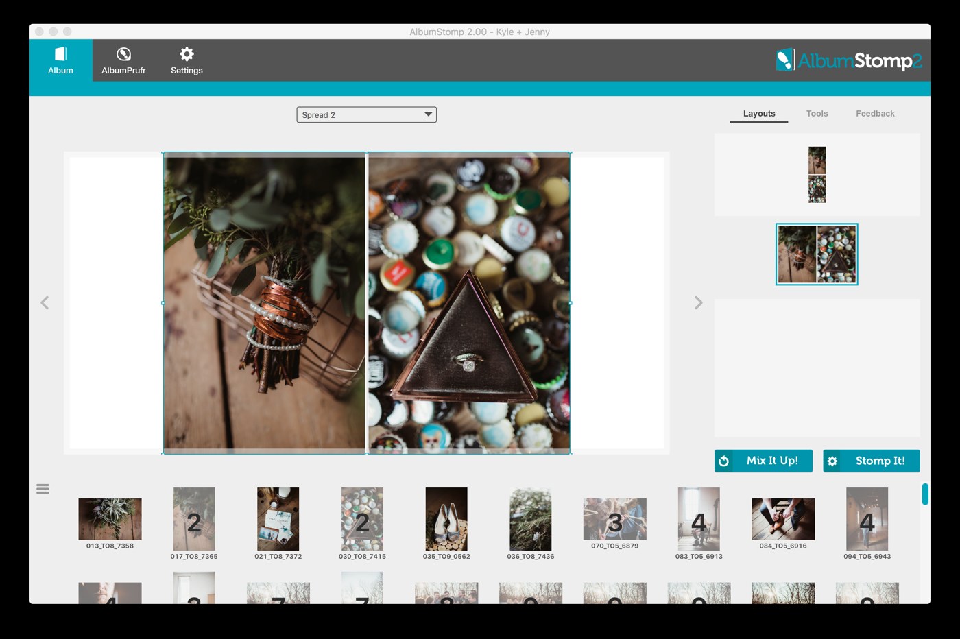 Stomp group из двух изображений и варианты Layouts