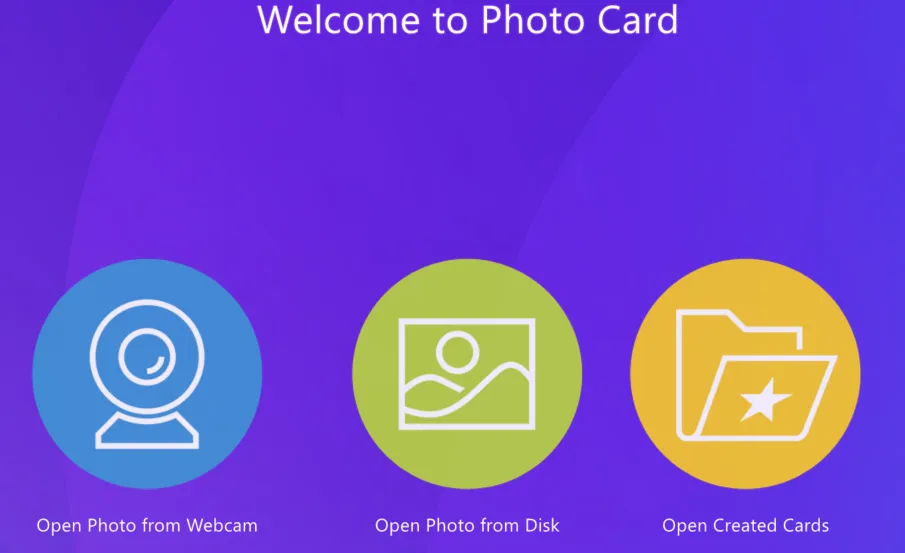 Стартовый экран Photo Card из официального руководства