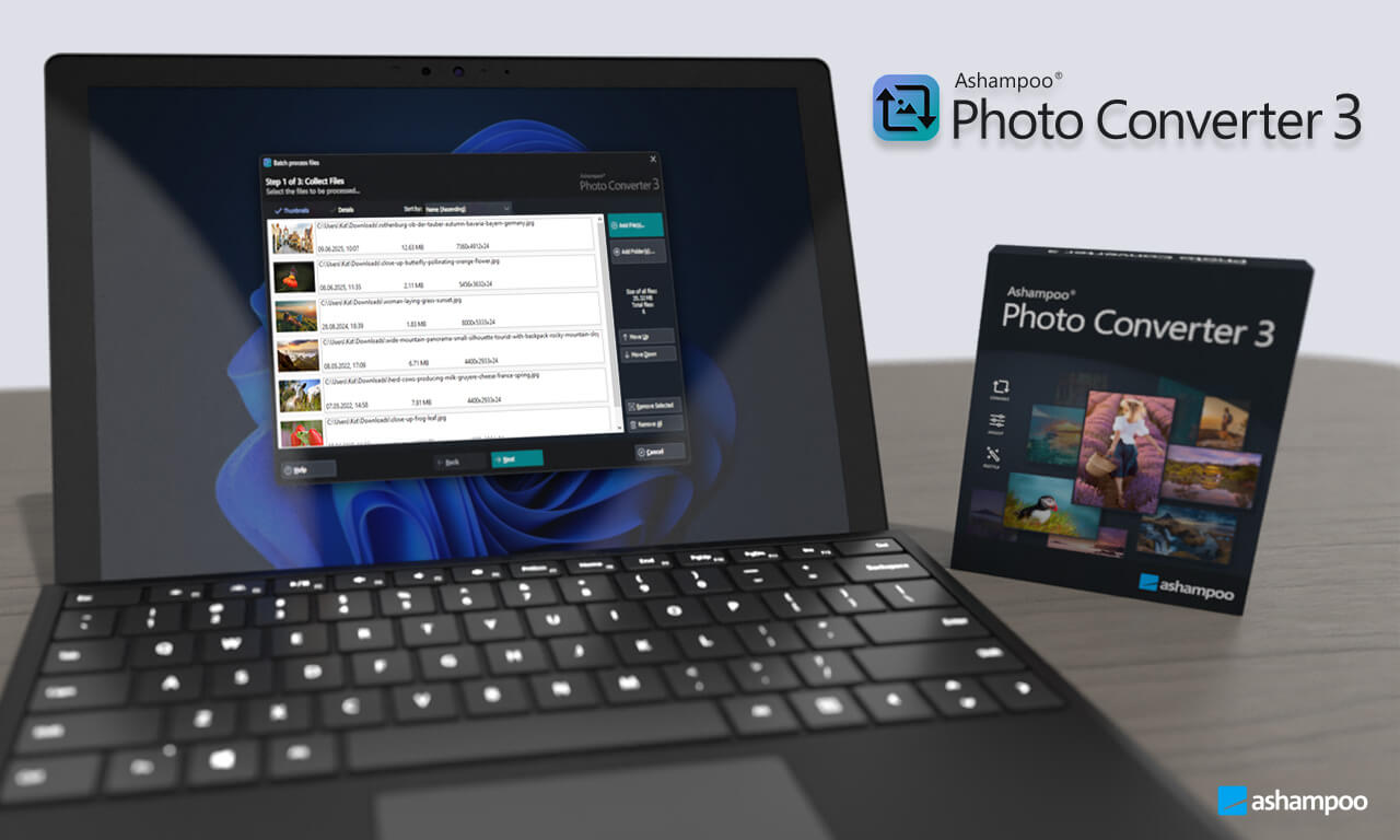 Официальное изображение Ashampoo Photo Converter с демонстрацией окна программы