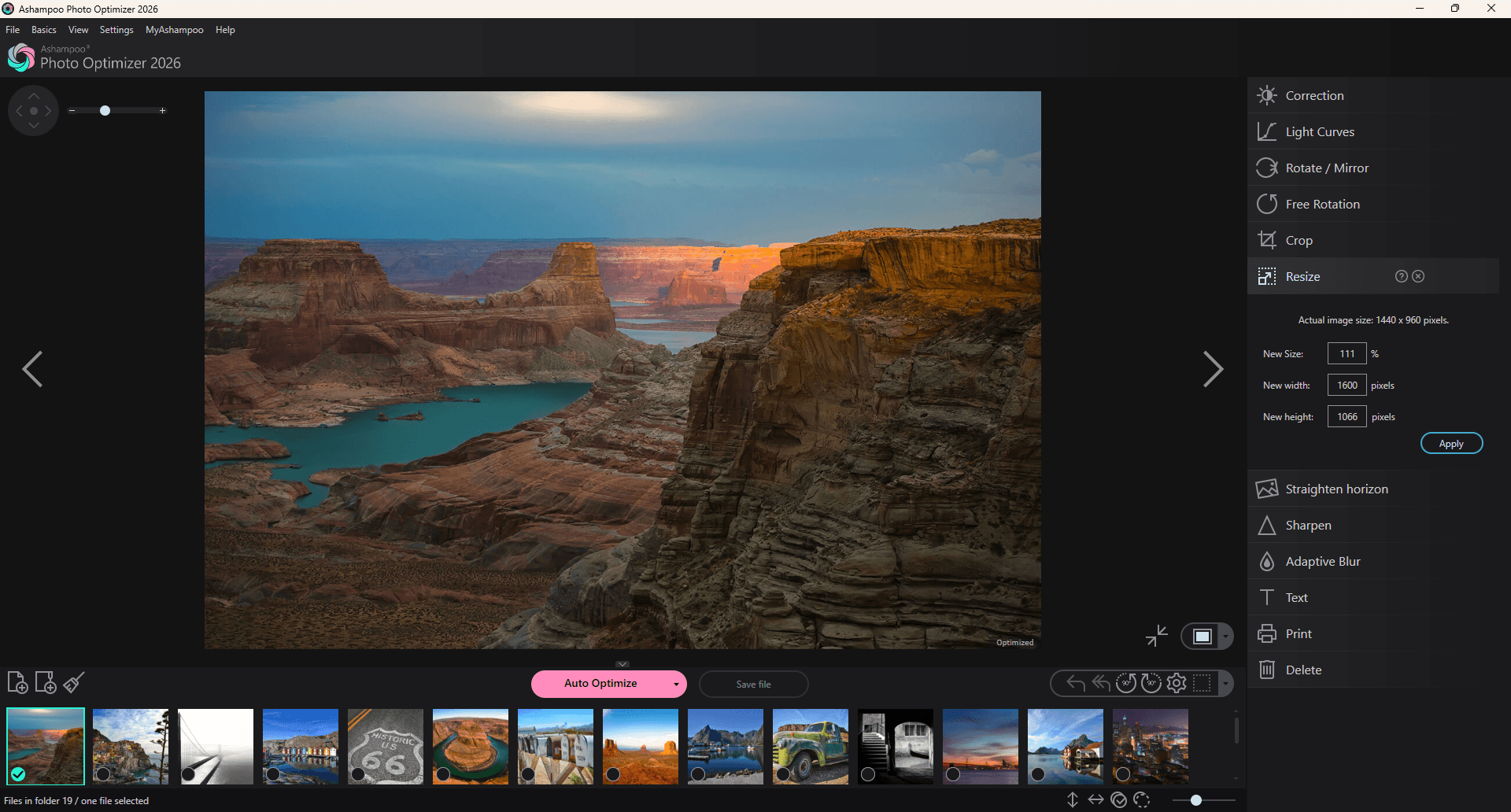 Изменение размера фотографии в Ashampoo Photo Optimizer