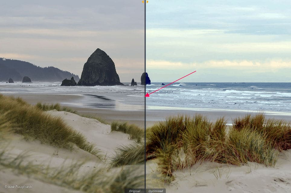 Сравнение исходной и обработанной фотографии в Ashampoo Photo Optimizer
