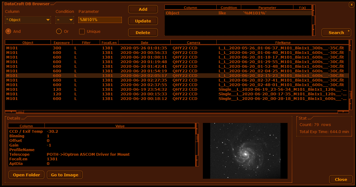 DataCraft и база изображений Astro Photography Tool