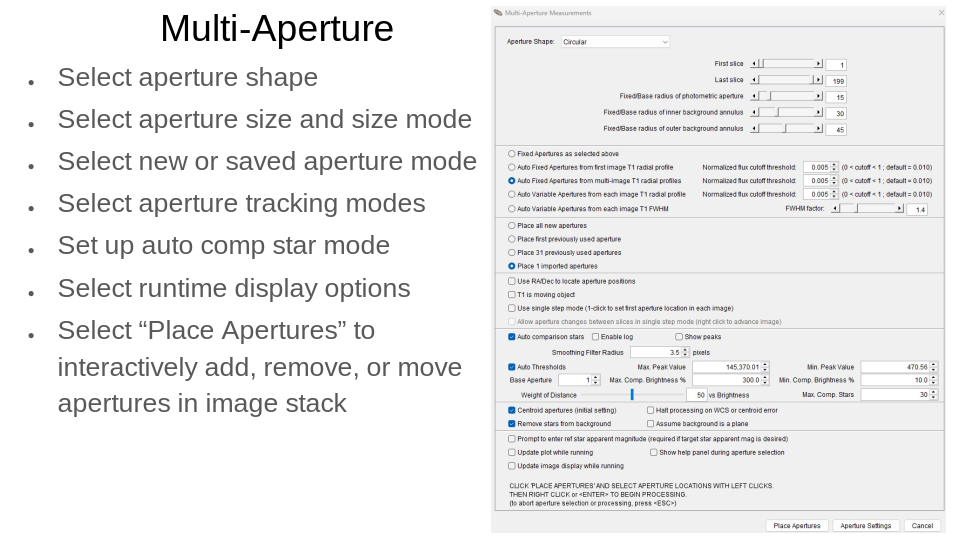Панель Multi-Aperture AstroImageJ