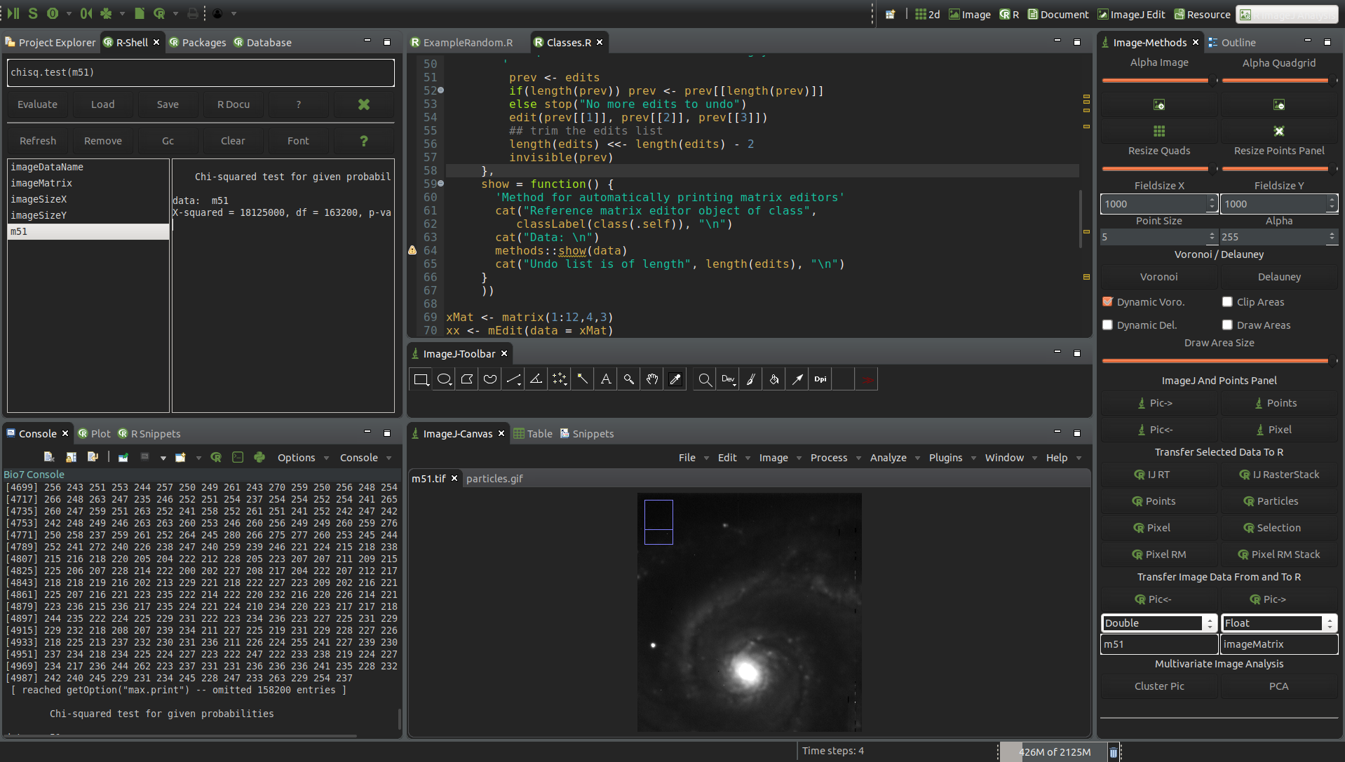 Bio7 под Linux с R, ImageJ и инструментами передачи пикселей