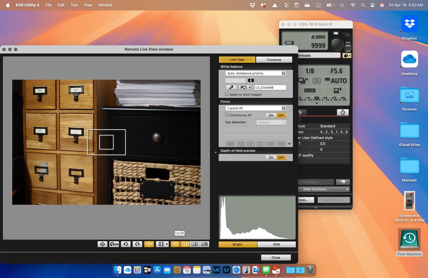 Remote Live View Canon EOS Utility в macOS