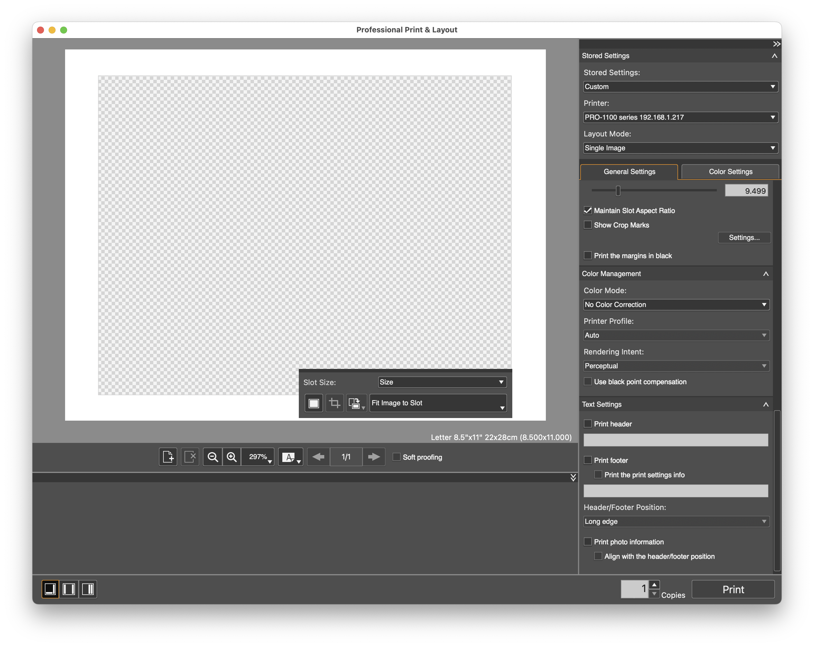 Панели Color Management и Text Settings